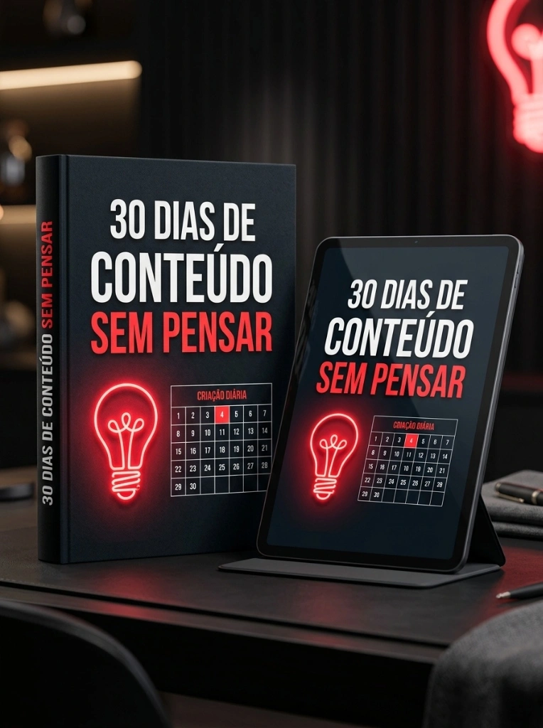 30 Dias de Conteúdo Sem Pensar — Livro e Tablet